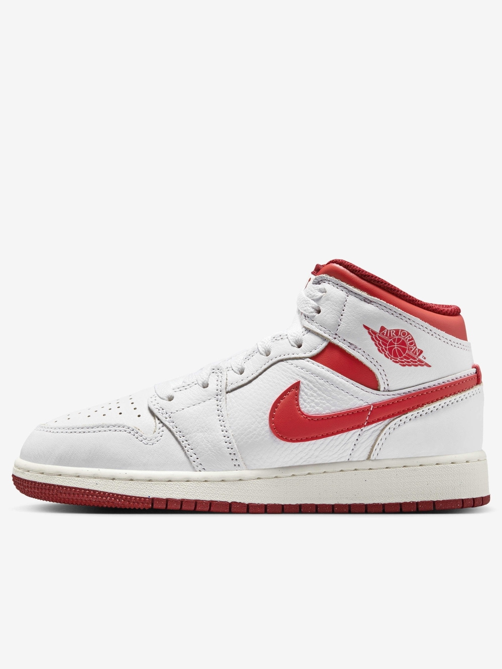 Nike White and Red Air Jordan 1 Mid Sneakers Boys SIZE 4.5Y - Picture 5 of 5